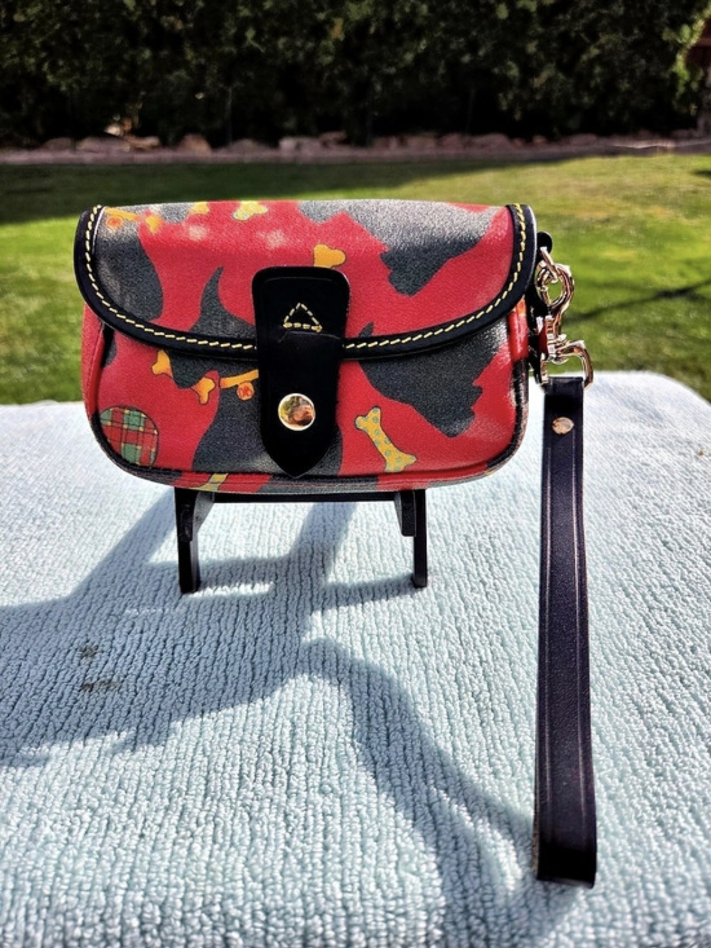 Dooney & Bourke Scottie Dog Red Coated Canvas Wristlet Mini Bag